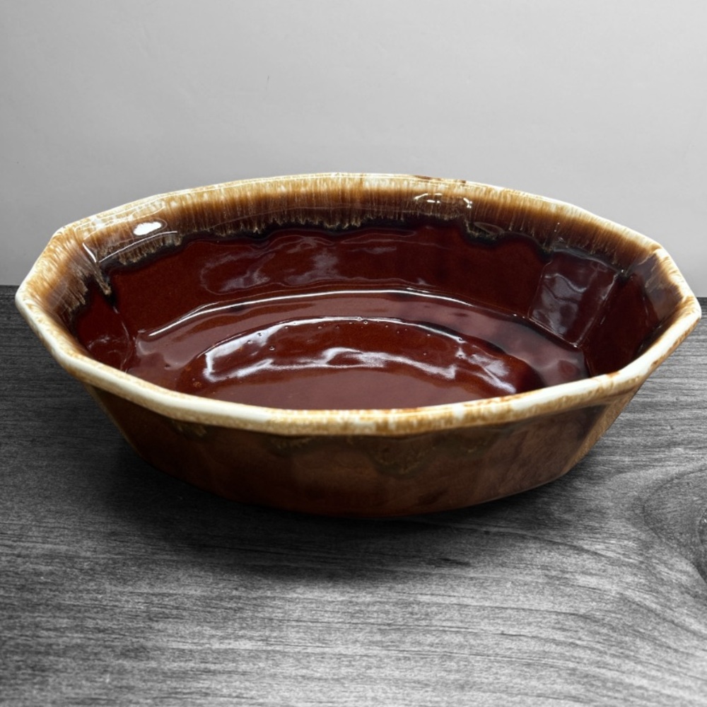 Vintage Retro McCoy Pottery USA Brown Drip Oval Baker 60’s-70’s Glazed Finish